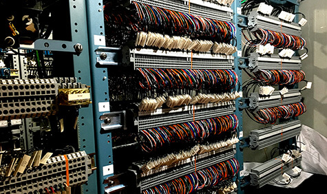 A densely wired panel.